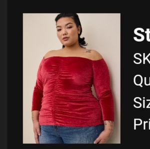Torrid off shoulder velvet top